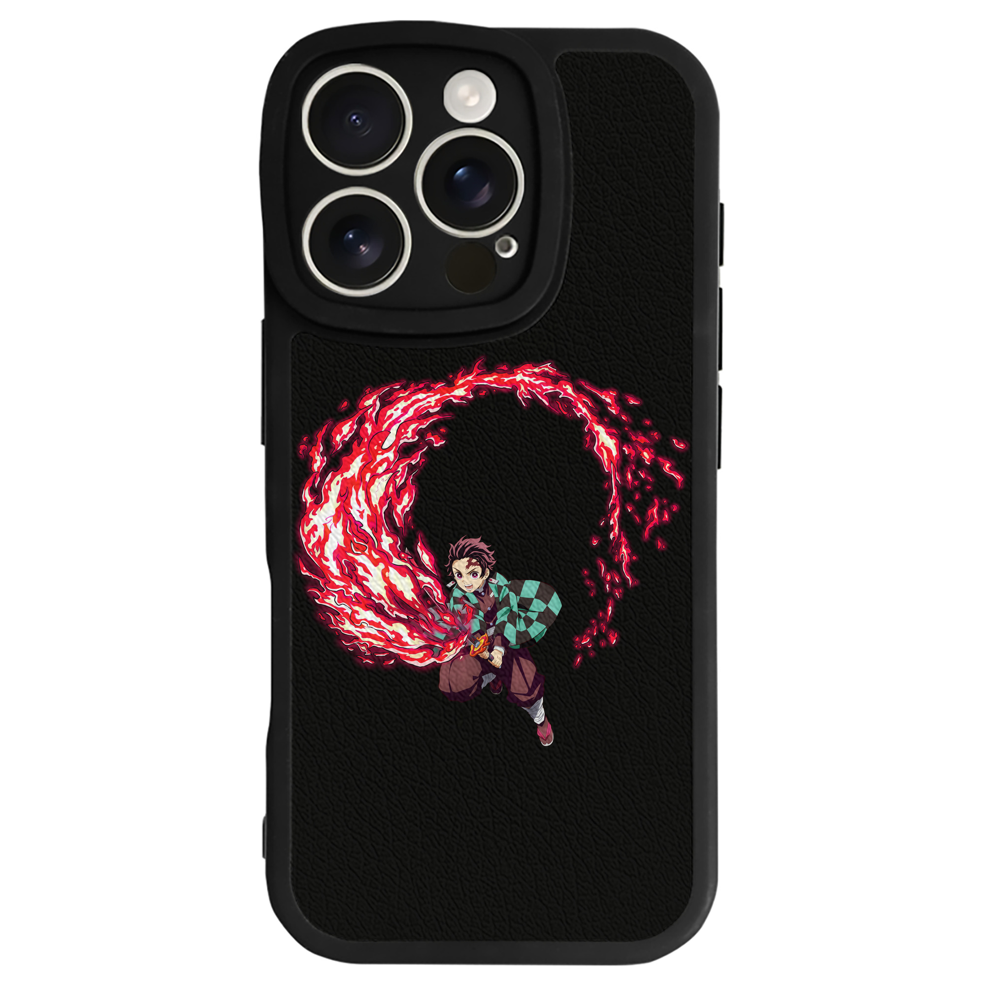 （画像用） 鬼滅の刃 竈門 炭治郎／かまど たんじろう Kamado Tanjirou 【iPhone 16シリーズ対応】シリコンスマホケース（レザー調） 材質：シリコン